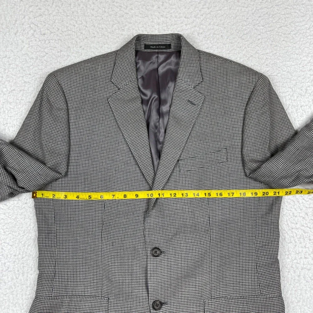 Lauren Ralph Lauren Blazer Mens 40R Gray Houndstooth Silk Wool Jacket Business